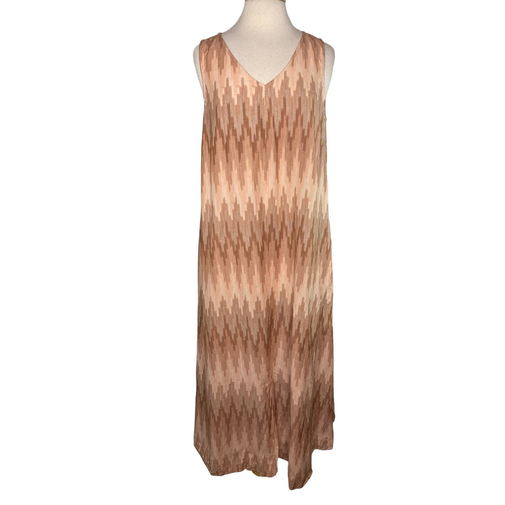 J.JILL PureJill Desert Sunset Peach Orange Tile Dress Size Large Sleeveless